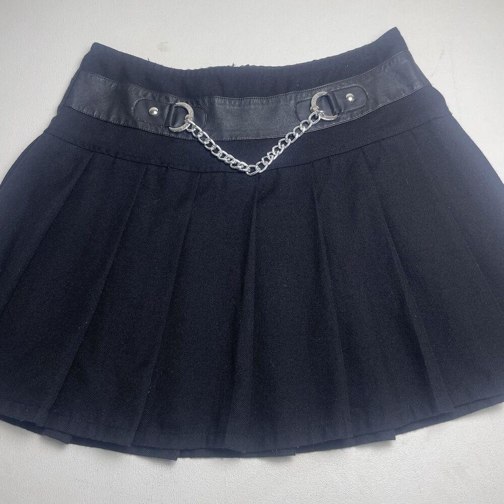 Royal Bones Mini Skirt Womens Sz M Daang Goodman Pleated Chain Grunge Goth